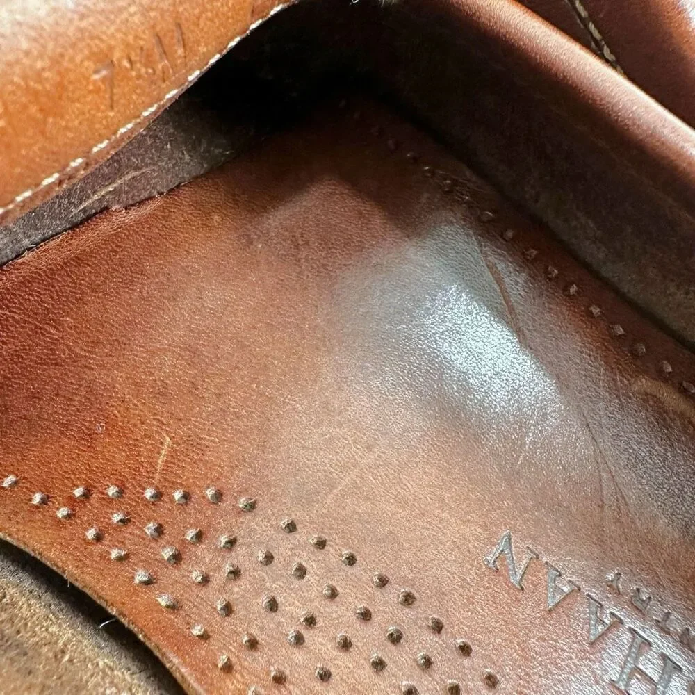 Cole Haan Douglas Brown Distressed Leather Penny Loafers Mens Size 7.5